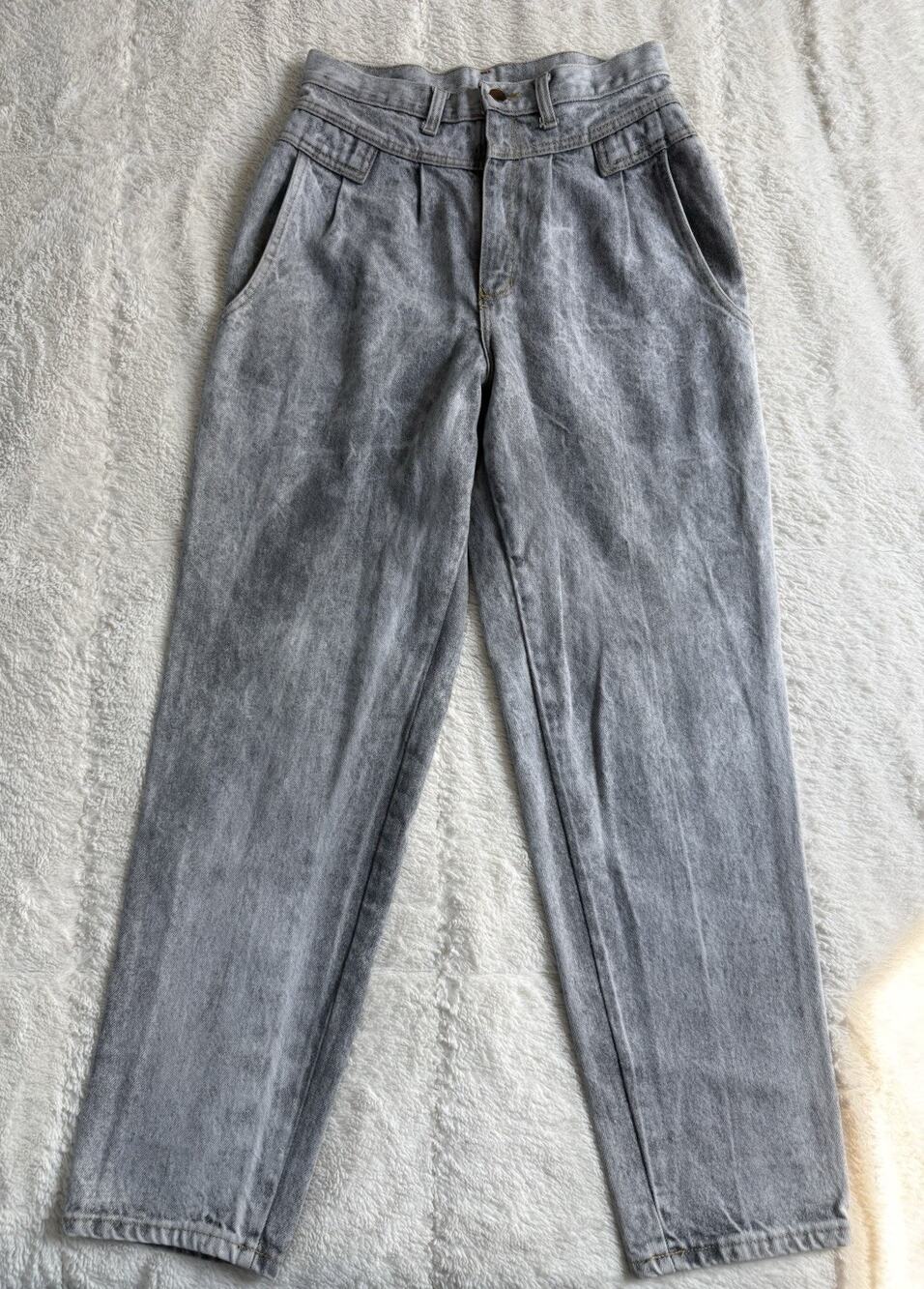 Vintage CONGO TRADER Denim Pleated High Rise Mom Jeans Size 12 Tapered USA Acid